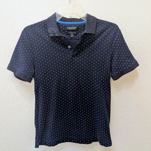 Banana Republic Luxury Touch Size Small Slim Fit  Navy Polo W/ Blue Pattern